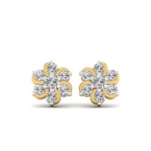 14K Yellow Gold Plated Round Moissanite Swirl Flower Cluster Stud Earrings - £21.02 GBP