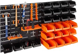 44 pc Garage Tool Storage Organizer Hanging Bins Wall Mount Rack Shelving System - £69.69 GBP