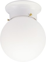 60 Watt Interior Ceiling Fixture With Glass Globe, Westinghouse, White Finish. - £28.89 GBP
