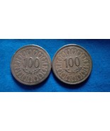 100 Millimes Dinar Tunisia in brass 1997-1418 2 Arabic coins - $741.26 MXN