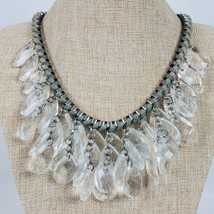 Vintage Casual Career Necklace Tan Clear Teardrop 21 Inch Beaded - $16.83