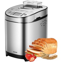 AICOOK Bread Maker, 2LB Stainless Steel Bread Machine with Gluten-Free Setting, - £113.84 GBP