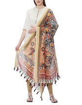 Womens Dupatta Jamdani woven Matka Silk Indian Chunni tassel 2.3Mt X 36&quot; MultiC - £26.30 GBP