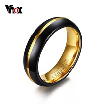 Vnox Men&#39;s Thin Ring 6MM Black Tungsten Carbide Rings for Men Wedding Party Jewe - £18.12 GBP