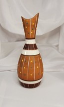 VTG Enesco Raised Enamel Dot Striped Pottery Bottle Vase Mid Century Modern MCM - $19.98