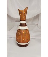 VTG Enesco Raised Enamel Dot Striped Pottery Bottle Vase Mid Century Mod... - £15.71 GBP