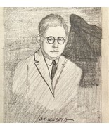 Jerome Eisenberg Self Portrait 1925 Original Art Sketch Pencil 1/1 Signe... - $410.29 CAD