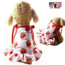 Strawberry Fruit Dog Cat Dress Up Pet Costume Cosplay Summer Outfit - Medium - £8.74 GBP