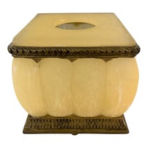 Springs Global Resin Tissue Box Cover – Faux Alabaster with Brass-Tone Trim - $529.07 MXN