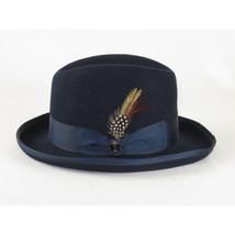 Men Bruno Capelo Dress Formal Hat Australian Wool Homburg Godfather GF102 Navy image 4