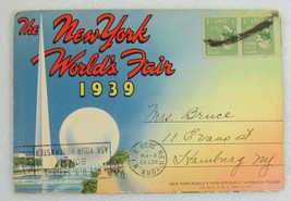 Vintage 1939 New York Worlds Fair 18 Postcards Foldout Folder Booklet Curt Teich - $59.99
