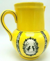 Antique Czechosovakia Victorian Silhouette Ceramic Pitcher Pitcher Yellow WOW! - $22.72