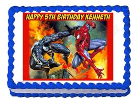 Spiderman and Venom Edible Cake Image Cake Topper - £7.95 GBP+