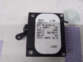 Sensata Airpax IEG1-1-63-15.0-01-V Circuit Breaker Magnetic / Hydraulic ... - $38.83