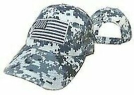 Subdued US Flag on Blue Digital Camo Camouflage Baseball Cap Hat New! - £10.24 GBP