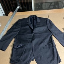 Jos A Bank Blazer Mens 44 S Navy Blue Black Striped Wool Suit Jacket Sport Coat - £23.42 GBP