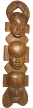 Hand Carved Wooden 3 Face Tribal African Mask Wall Art Primitive Folk Ar... - $22.72