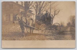 RPPC Five Young Men In Horse Drawn Buckboard Wagon c1906 Real Photo Postcard S30 - £11.92 GBP