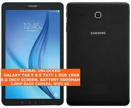Samsung Galaxy Tab E 8.0 T377 16gb Quad Core 5.0mp 8.0 Pollici Wi-Fi 4g ... - £145.19 GBP