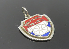 925 Sterling Silver - Vintage Enamel Bicentennial 1776-1976 Pendant - PT9252 - £19.63 GBP