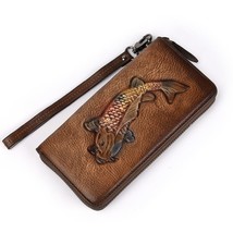 New Vintage Wallet Long Zipper Leather Vintage Wallet Casual Leather Handbag Wal - £84.48 GBP