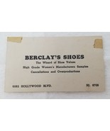 Advertising Card Berclay&#39;s Shoes Wizard of Shoe Values Hollywood Blvd 1950 - $18.95