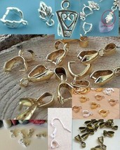 Pinch Bail Gold Silver or Bronze Plated Pendant Clasp 30 SIZES and STYLES!! - $2.47+