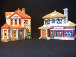 Grandeur Noel Christmas Village Antiques St. Nick Library Set Porcelain Building - £55.87 GBP