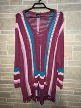 Torrid Striped Sheer Front Pocket Sweater Cover Boho Festival Size 3X - £18.99 GBP