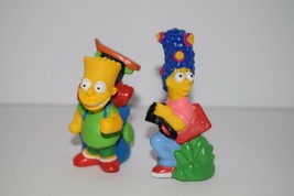 1990 Bart Simpson &amp; Marge Simpson Camping Burger King Figure Toys 3&quot; - £9.34 GBP