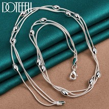 Ling silver three snake chain smooth beads necklace for women man fashion wedding party thumb200