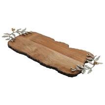 SERVING TRAY PLATTER WOOD BOARD WITH HANDLES FOOD PLATTERS LARGE WOODEN ... - £57.17 GBP