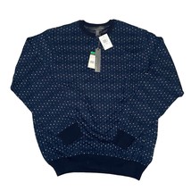NEW Tricots St. Raphael Textured Knit Navy Blue Grandpa Sweater - Size Large - £46.23 GBP