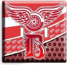 Detroit Red Wings Hockey Team 2 Gang Light Switch Wall Plate Man Cave Sport Room - £12.82 GBP