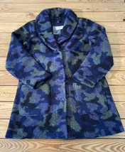 Susan graver Weekend NWT Women’s Camouflage Sherpa Pea Coat size 2XS Blue AM - £31.11 GBP