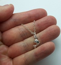 TINY PUFF DOLPHIN 925 Sterling Silver  Charm Pendant Bracelet Anklet Necklace - £4.74 GBP