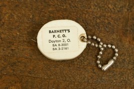 Vintage Sewing Measuring Tape Key Fob Advertising Dayton Ohio BARNETT&#39;S Pest - £10.13 GBP