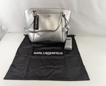 Karl Lagerfeld Iris Hermine Leather Tote Bag Purse Satchel Crossbody Sil... - $77.22