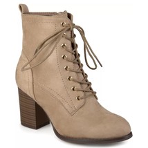 Journee Collection Women Block Heel Combat Boots Baylor Size US 8.5W Taupe - £23.73 GBP
