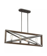 Cordelia Lighting 4-Light Industrial Brushed Iron Chandelier wGlass Rods - $2,766.57 MXN