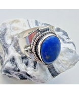 SOUTHWEST 925 STERLING SILVER OVAL 14X11 MM.  LAPIS LAZULI RING SIZE 8.75 - $1,029.39 MXN