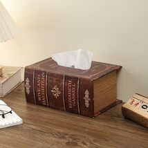 Vintage Style Wooden Book Tissue Box, High-End Decorative Napkin Dispens... - $69.00