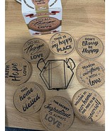 Cork Coasters Positive Mind, Life, &amp; Vibes 8 Unique Phrases &amp; Metal hold... - £14.59 GBP