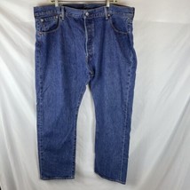Levis 501 Jeans Mens 42 x 30 Blue Button Fly Medium Wash Five Pocket Denim Pants - £14.52 GBP