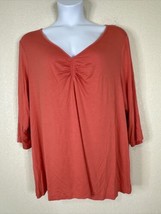 NWT Lee Womens Plus Size 3X Pink V-neck Stretch Knit Top 3/4 Sleeve - $19.44