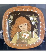 Vintage Red Haired Girl Square Plate German - $18.70