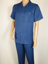 Men 2pc Walking Leisure Suit Short Sleeves By DREAMS 256-41 Sailor Blue image 2