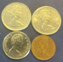 Lot of 4 Canadian Coins - 1974 and 1977 Queen Elizabeth II - £7.57 GBP