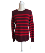 Liz Claiborne Womens Red Striped Crew Neck Sweater Size 1X - £15.50 GBP