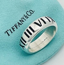 Size 12 RARE Tiffany Atlas Ring in Black Enamel and Sterling Silver Mens Unisex - £460.34 GBP